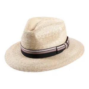 Imkerhut Fedora mit Schleier in Natur aus Stroh mit abnehmbarem Schutznetz