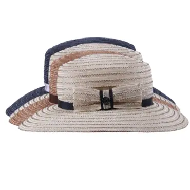 Cloche Gross Hanf Damenhut in 4 Farben mit Hutband und Risa-Knopf