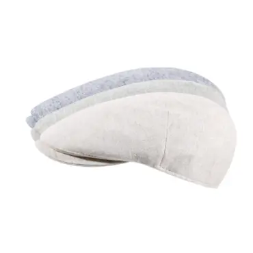 Schiebermütze Agostino in Mittelbeige, Jeansblau und Olive als limitierte Flatcap aus Leinen und Baumwolle