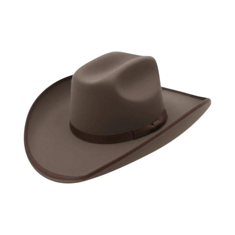 Sonora Westernhut aus feinstem Biberfilz in Ocker mit passendem Rebsband und Rollkrempe