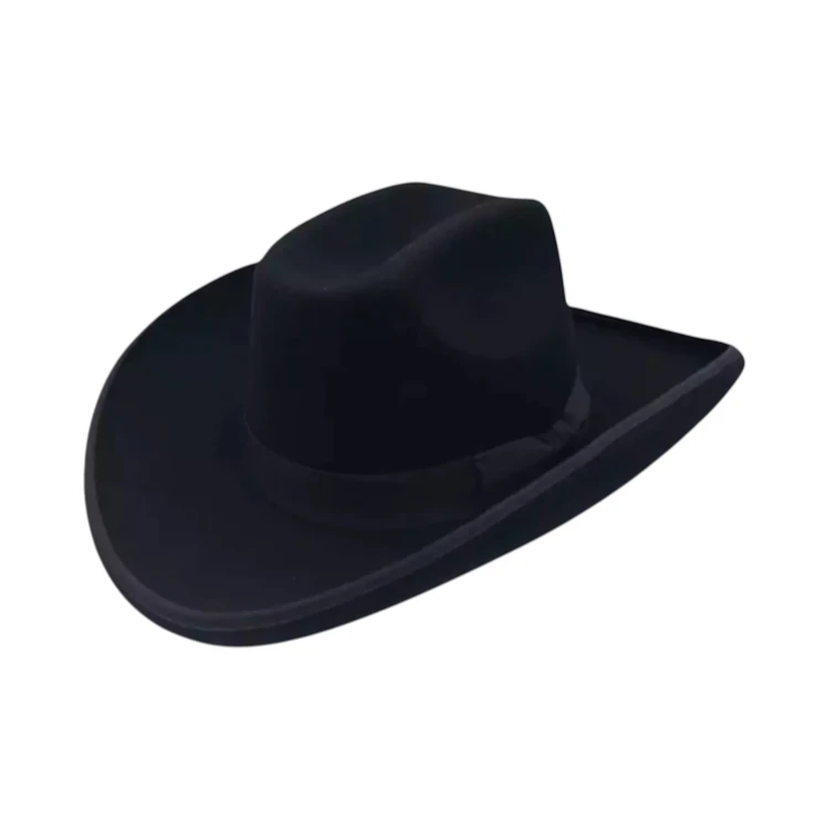 Sonora Westernhut aus feinstem Biberfilz in Schwarz mit Rebsband und eingefasster Krempe