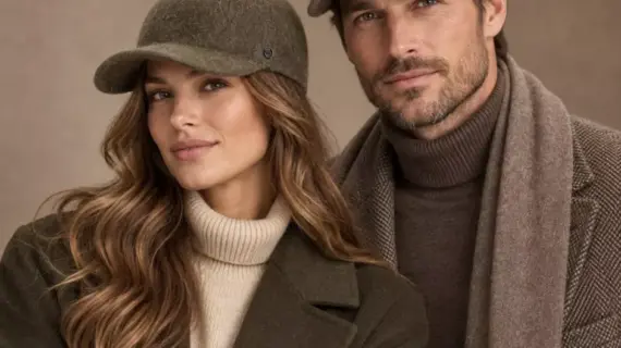 Frau und Mann mit Cap Capelli in Kaperngrün und Braun meliert