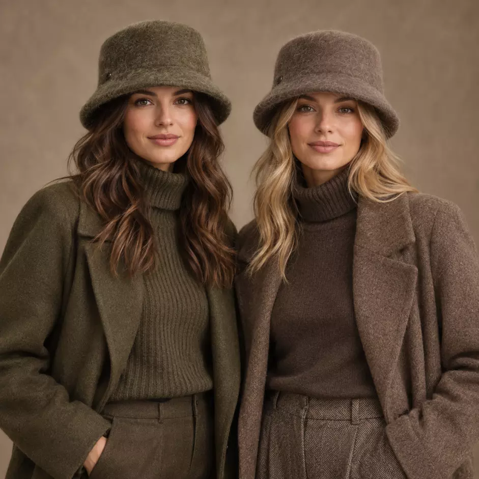 Variantenbild Bucket Hat Capelli in Kapergrün und Braun meliert