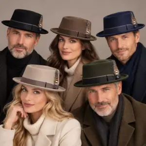 Damen und Herren mit Porkpie Classic Paspel in fünf Farben