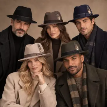 Damen und Herren mit Fedora Classic Paspel in fünf Farben