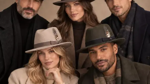 Damen und Herren mit Fedora Classic Paspel in fünf Farben