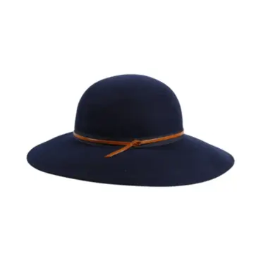 Damencloche aus 100 % Kaschmir in Marine mit breitem Rand