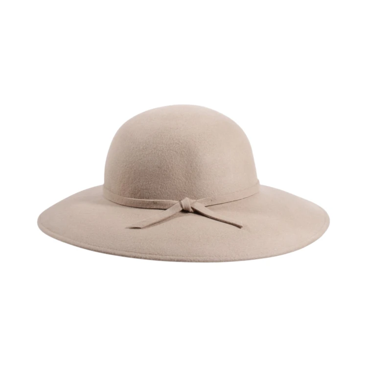 Damencloche mit breitem Rand aus Wolle in Mittelbeige