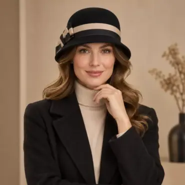 Variantenbild Damencloche klein in Schwarz mit Schwarz-Beige-Garnitur