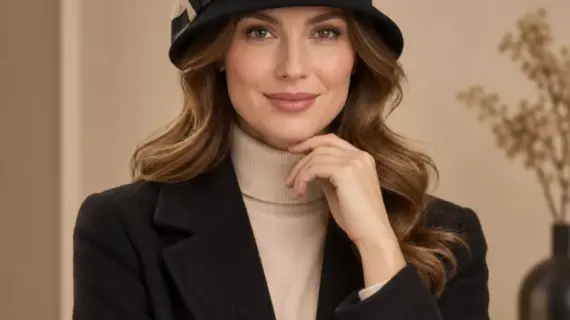 Variantenbild Damencloche klein in Schwarz mit Schwarz-Beige-Garnitur